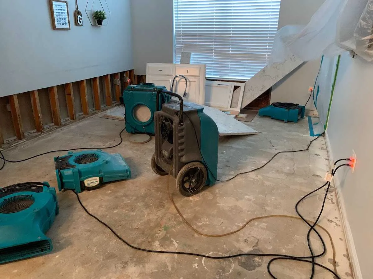 Dehumidifier in flood-cut room for Water Damage Restoration in Cottonwood Heights